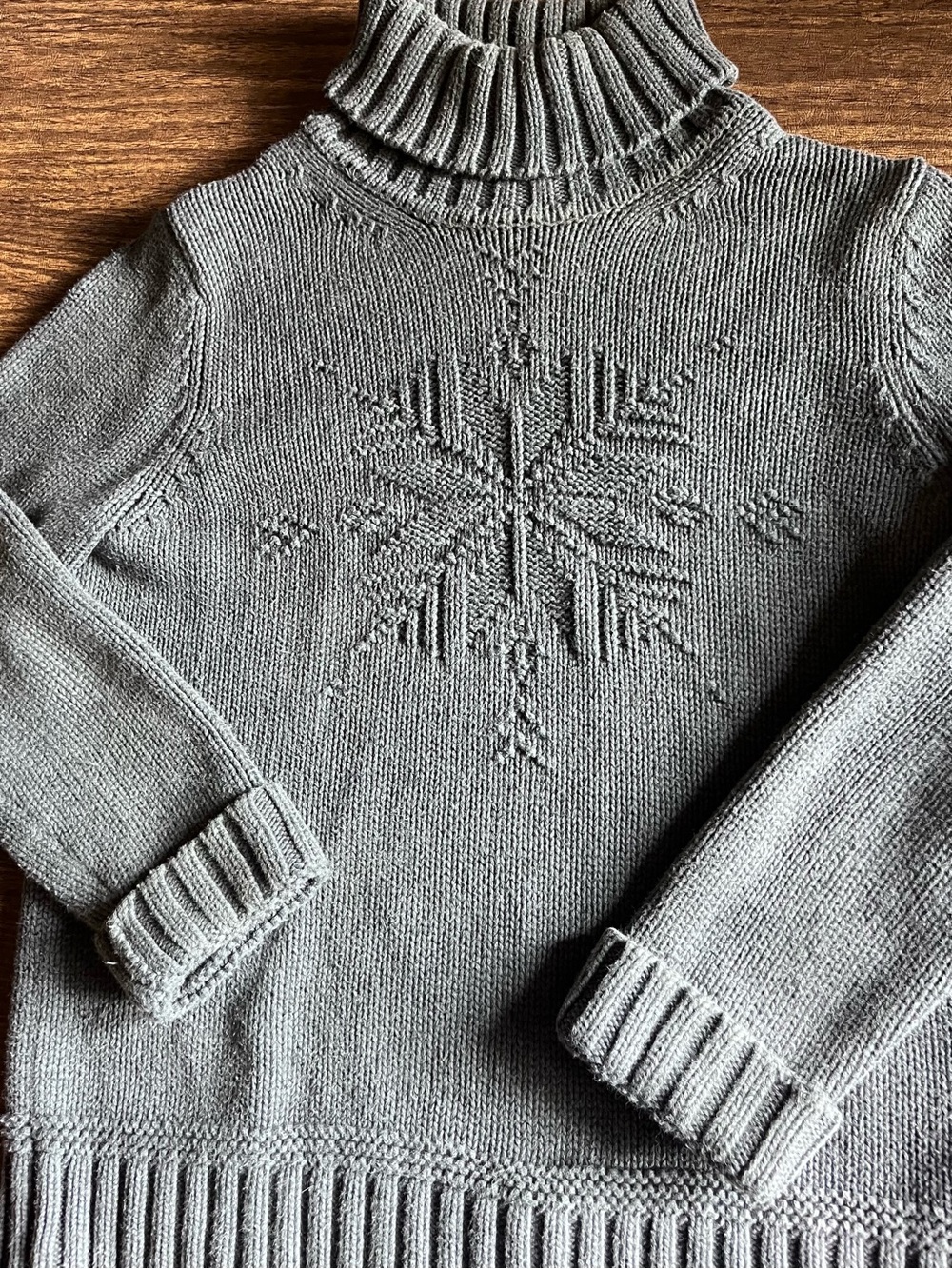 Ralph Lauren Gray Turtleneck Snowflake Knit Sweater